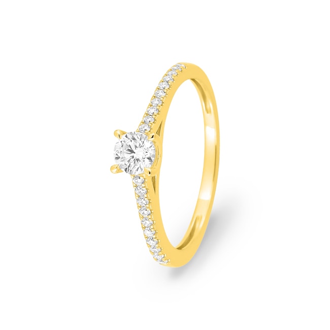 Bague solitaire pavé or jaune 375/9 ct avec diamants de laboratoire 0.37 ct - 9KLGD074Y