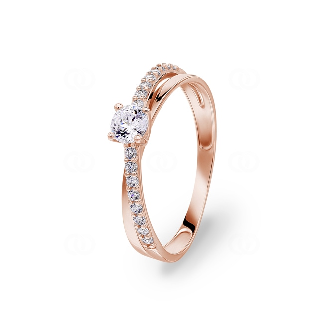 Pavé Solitärring 375/9 K Roségold mit Zirkonia - 09SY48RZ
