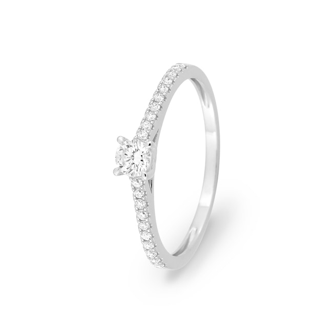 Bague solitaire pavé or gris 375/9 ct avec diamants de laboratoire 0.27 ct - 9KLGD072W