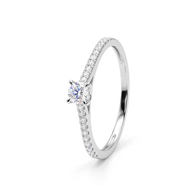 Bague solitaire pavé or gris 375/9 ct avec diamants de laboratoire 0.27 ct - 9KLGD072W