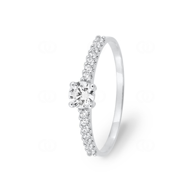 Bague solitaire pavé or gris 750/18 ct avec zircones - 1.137.Z1