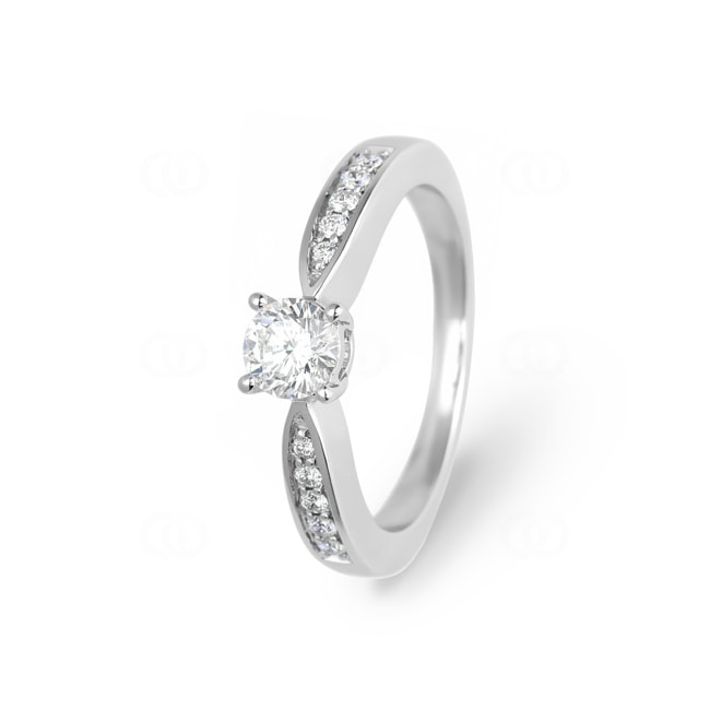 Bague solitaire pavé or gris 750/18 ct avec zircones - 1.1460.Z1