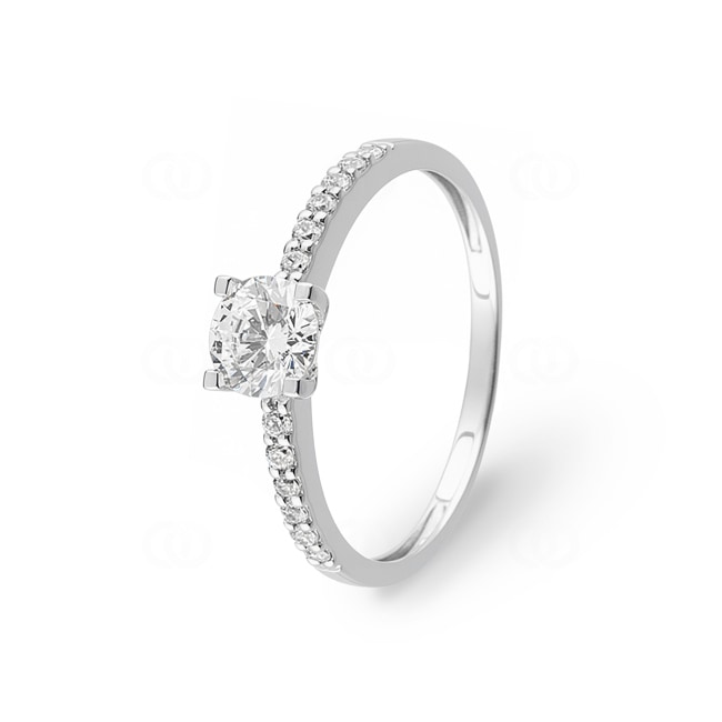 Bague solitaire pavé or gris 750/18 ct avec zircones - IB021GZ