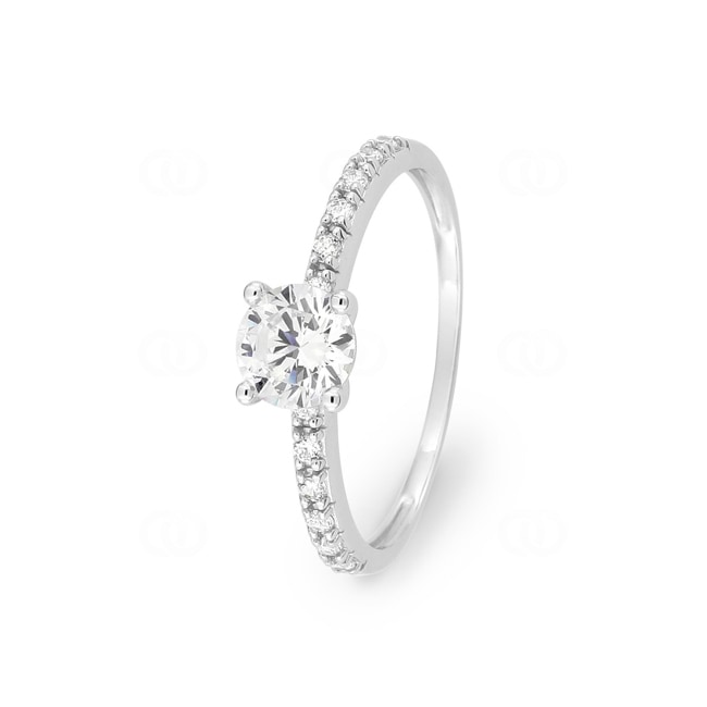 Pavé Solitärring 750/18 K Weissgold mit Zirkonia - II030GZ