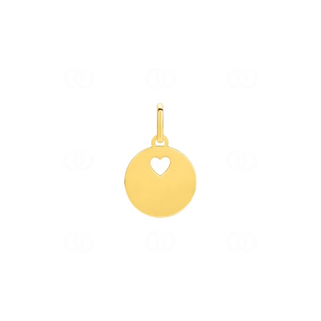 Plaquette or jaune 375/9 ct avec cœur Ø 12mm - 9KP148