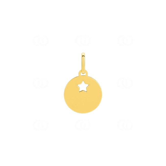 Engravable Pendant 375/9 K Yellow Gold with Star Ø 12mm - 9KP147