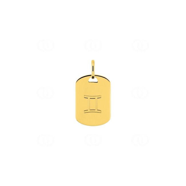 Plaquette or jaune 375/9 ct Signe du zodiaque gémeaux - 397587.00