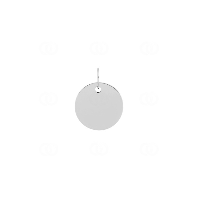Engravable Pendant 375/9 K White Gold round Ø 15mm - 661029