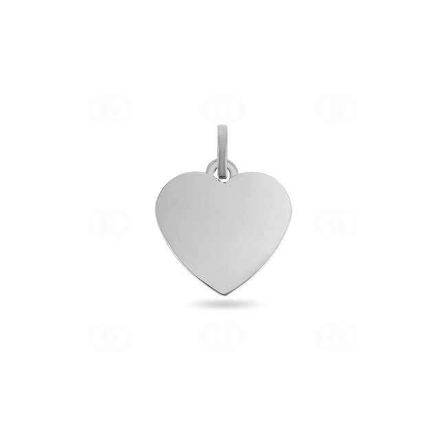 Engravable Pendant 750/18 K White Gold Heart 15x16mm - 631.1G