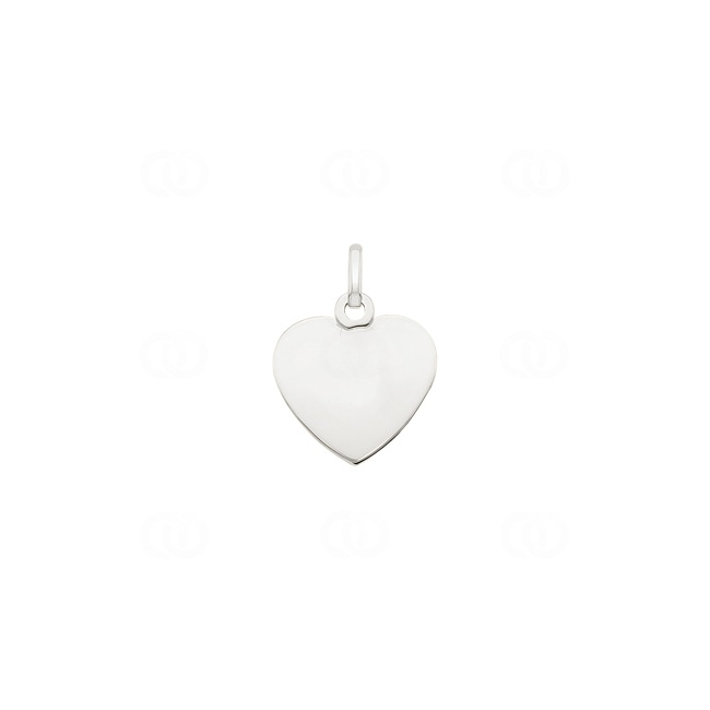 Engravable Pendant 750/18 K White Gold Heart 15x16mm - 631.1G