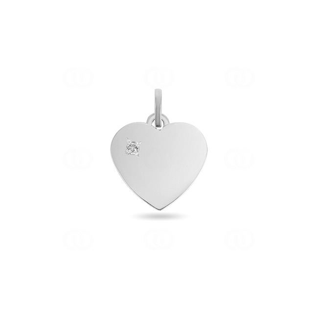 Engravable Pendant 750/18 K White Gold Heart with Diamond 0.03ct - 631.2BG
