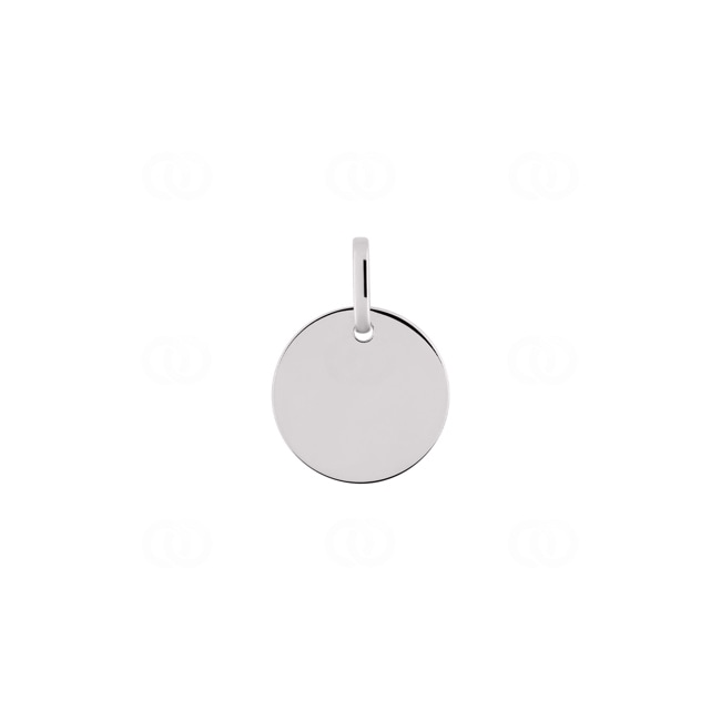 Engravable Pendant 750/18 K White Gold Ø 15mm - V6G