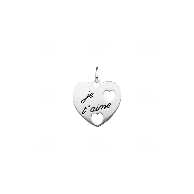 Plakette 925 Silber rhodiniert, Herz Je t'aime - 306525