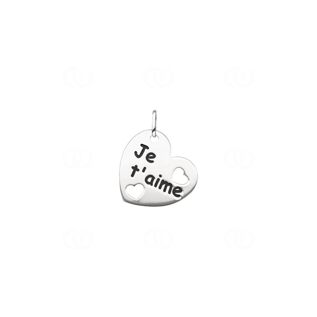 Plakette 925 Silver rhodium-plated Heart Je t'aime - 306584