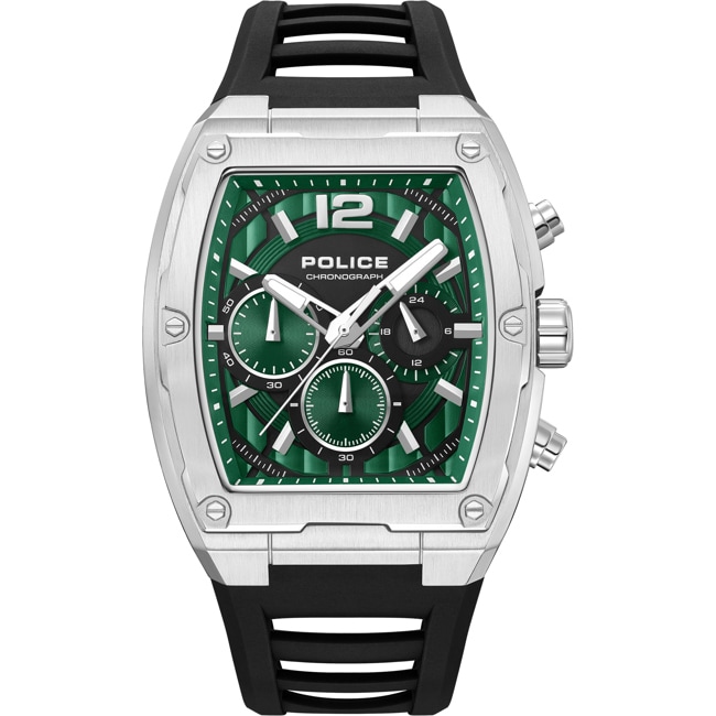 Police Creed Chronograph Schwarz / Silbrig & Grün - PEWGQ0092801