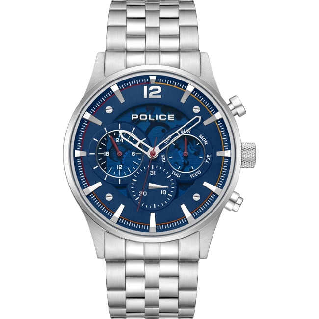 Police Driver II Day Date Silbrig / Blau  - PEWGK0040204