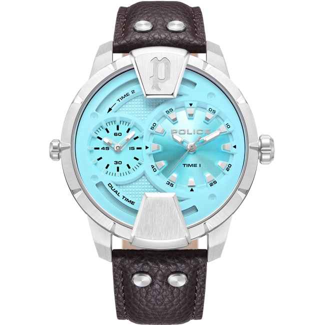Police Huntley Dual Time Silver / Brown - PEWJA0022002
