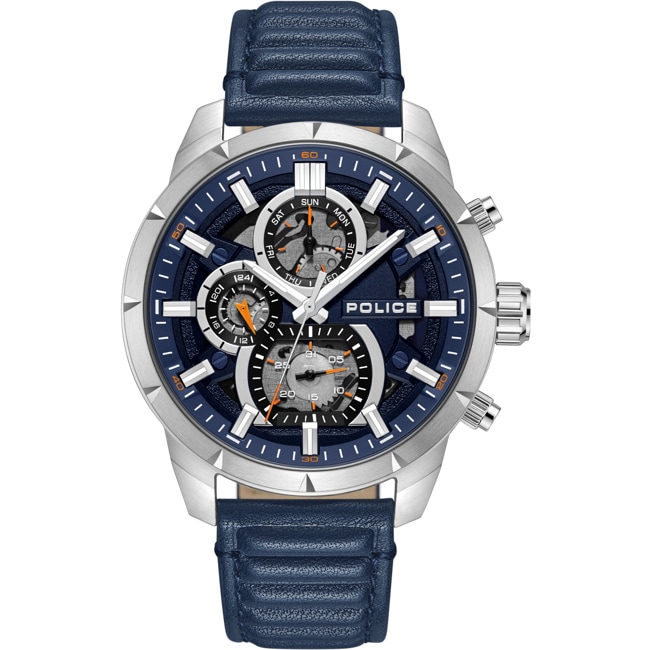 Police Neist Day Date Silver / Blue - PEWJF0021801