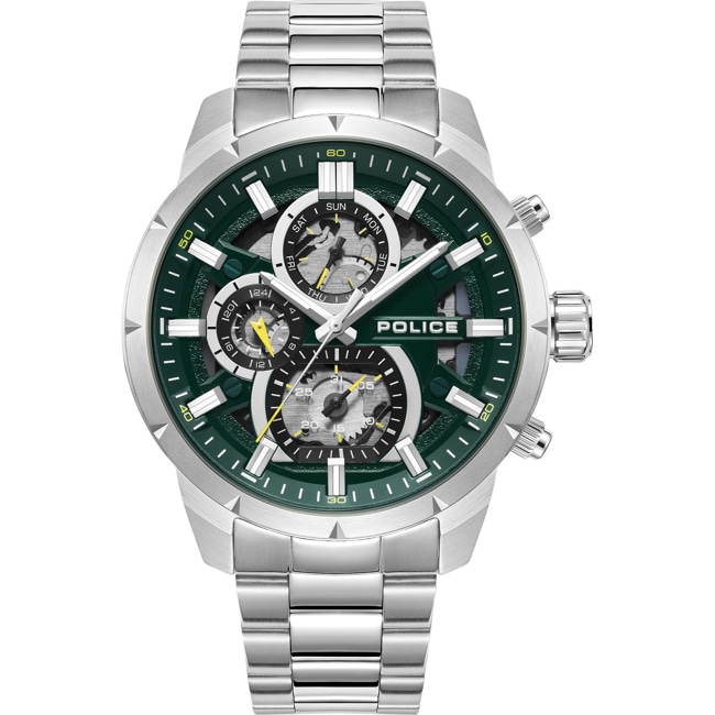 Police Neist Day Date Silver / Green - PEWJK0021805