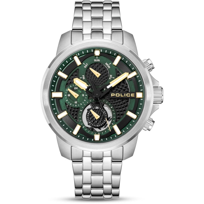 Police Newport Day Date Silbrig / Grün - PEWJK0021507