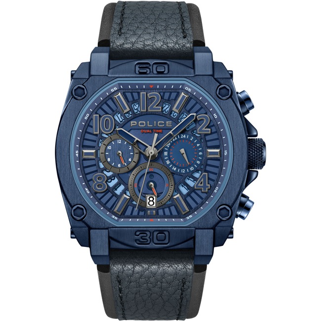 Police Norwood Date Dual Time Blue leather - PEWJF0021904