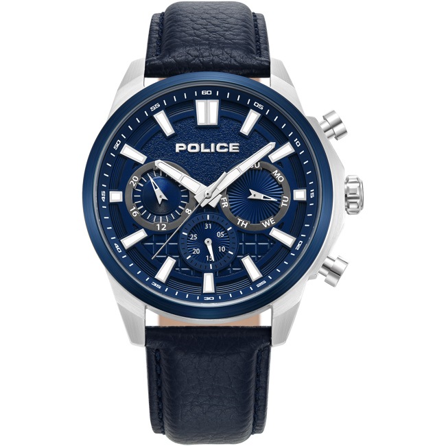 Police Rangy Day-Date Silbrig / Blau - PEWJF0021041