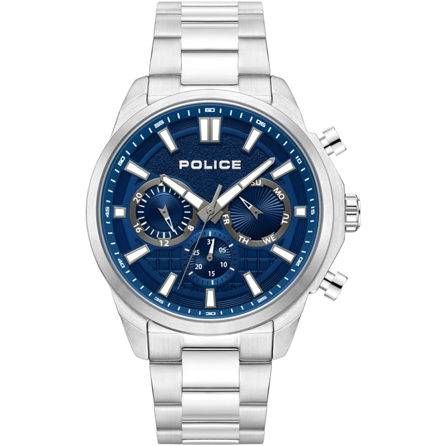 Police Rangy Day-Date Silbrig / Blau - PEWJK0021004