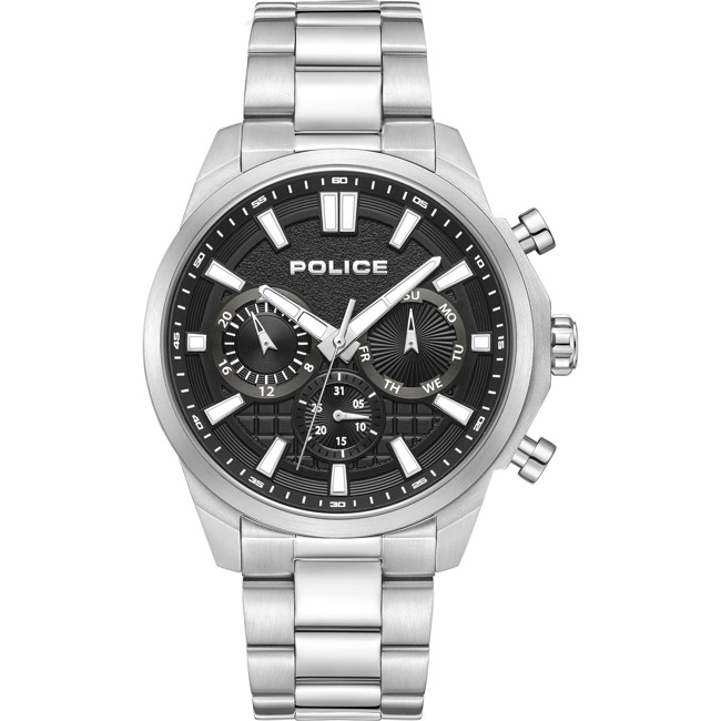 Police Rangy Day-Date Argenté / Noir - PEWJK0021001