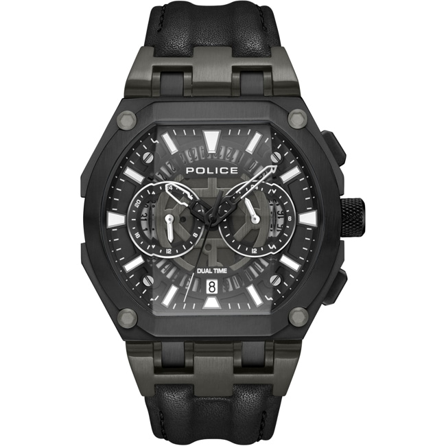 Police Shield Dual Time Schwarz - PEWGF0054401