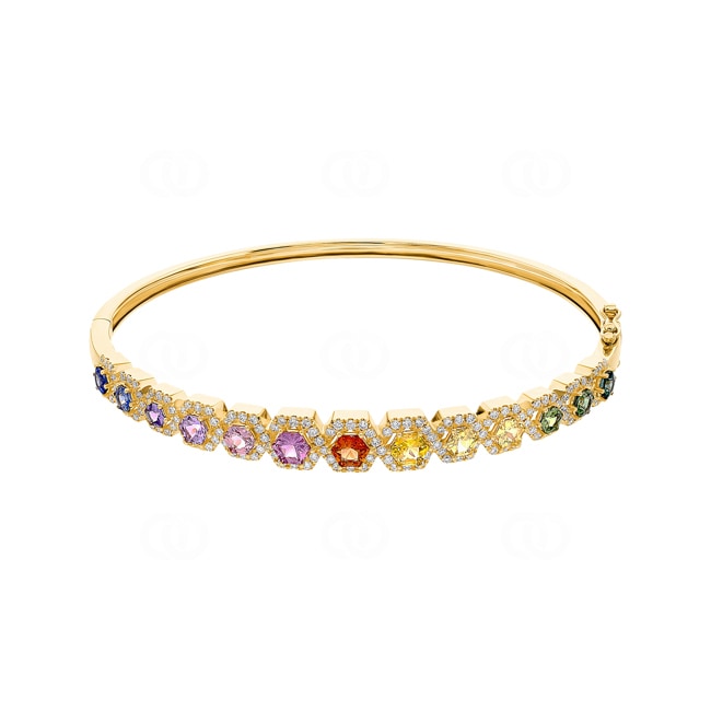 Rainbow Saphir Armreif 750/18 K Gelbgold mit Diamanten 0.81 ct H/si - AR-12342-GG