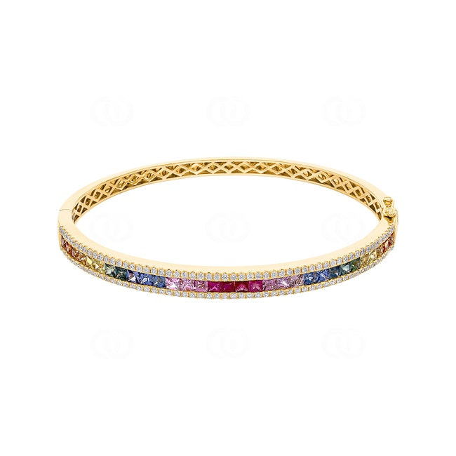 Rainbow Saphir Armreif 750/18 K Gelbgold mit Diamanten 0.90 ct H/si - AR-11203-GG