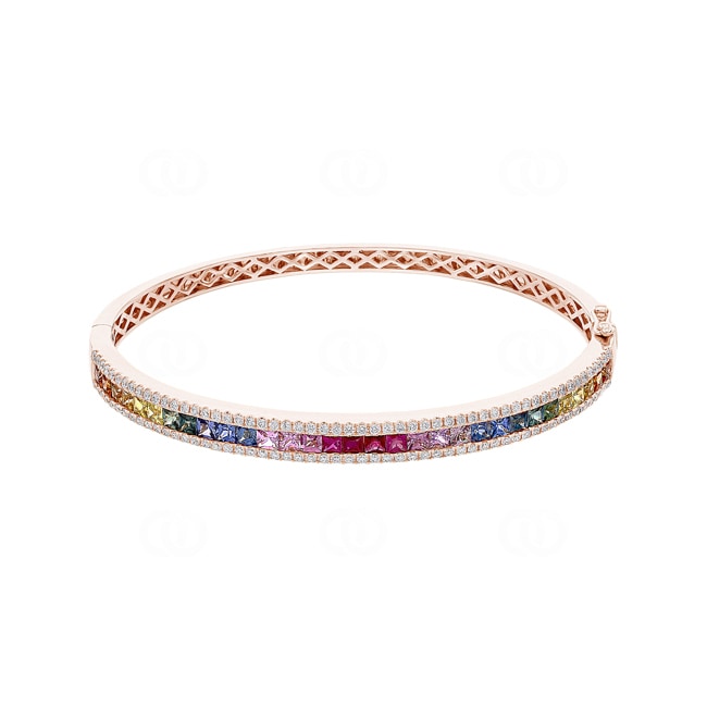 Rainbow Saphir Armreif 750/18 K Roségold mit Diamanten 0.90 ct H/si Rainbow Saphir Armreif 750/18 K Roségold mit Diamanten 0.90 ct H/si - AR-11203-RG