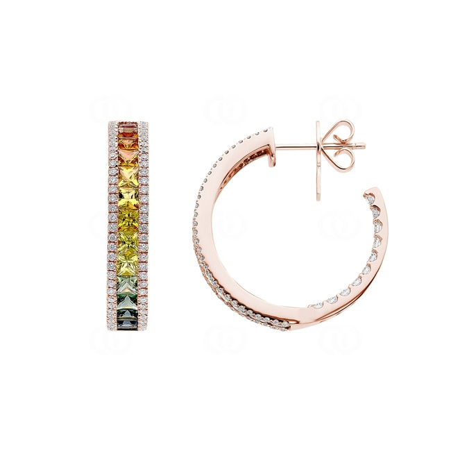 Créoles Rainbow Saphir or rosé 750/18 ct avec diamants 0.92 ct H/si Créoles Rainbow Saphir or rosé 750/18 ct avec diamants 0.92 ct H/si - OR-11886-RG