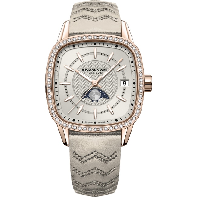 Raymond Weil Freelancer Square Moon Phase Diamonds Cream Ø 34mm - 2496-C5S-40051