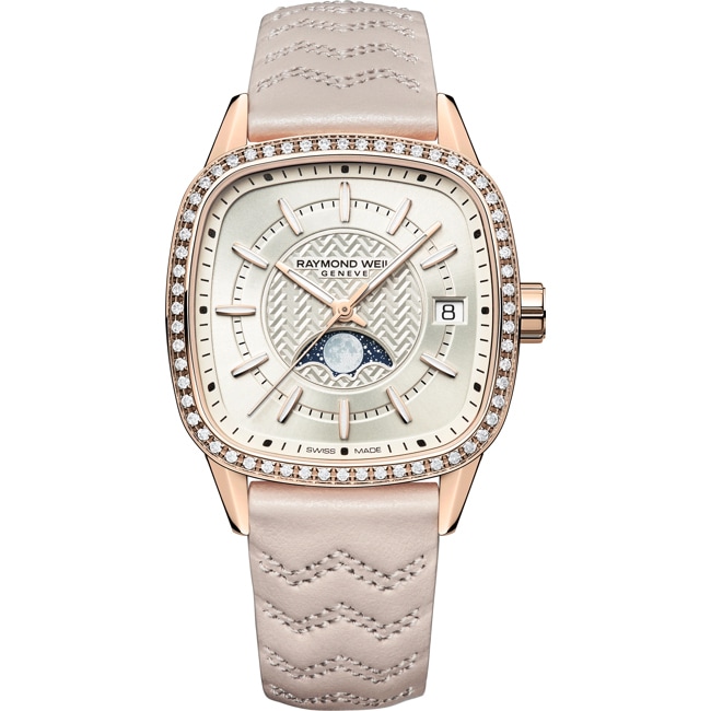 Raymond Weil Freelancer Square Moon Phase Diamonds Cream Ø 34mm - 2496-C5S-40051