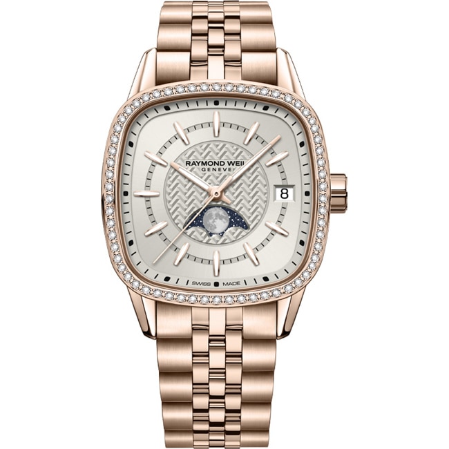 Raymond Weil Freelancer Square Moon Phase Diamonds Rose Ø 34mm - 2496-P5S-40051
