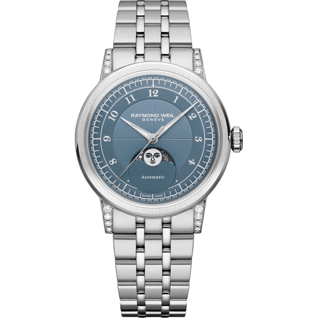 Raymond Weil Millesime Moon Phase Diamonds Bleu Denim Ø 35mm - 2145-STS-05511
