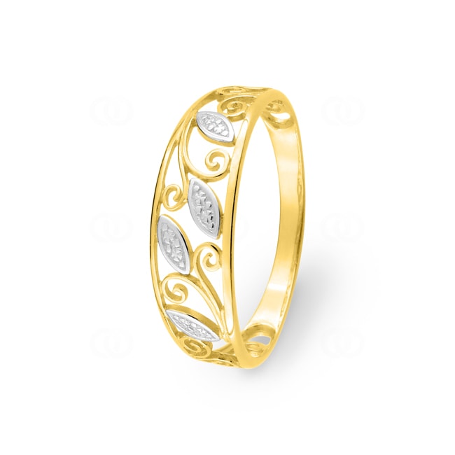 Ring 375/9 K Gelbgold bicolor mit Ornament - 197293.03