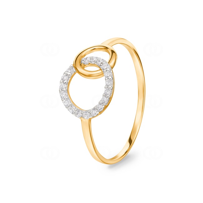 Ring 375/9 K Yellow Gold Circles with Cubic Zirconia - 193065.Z3