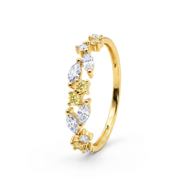 Ring 375/9 K Yellow Gold with Fancy Lab Grown Diamonds 0.47 ct - 9KLGY153Y