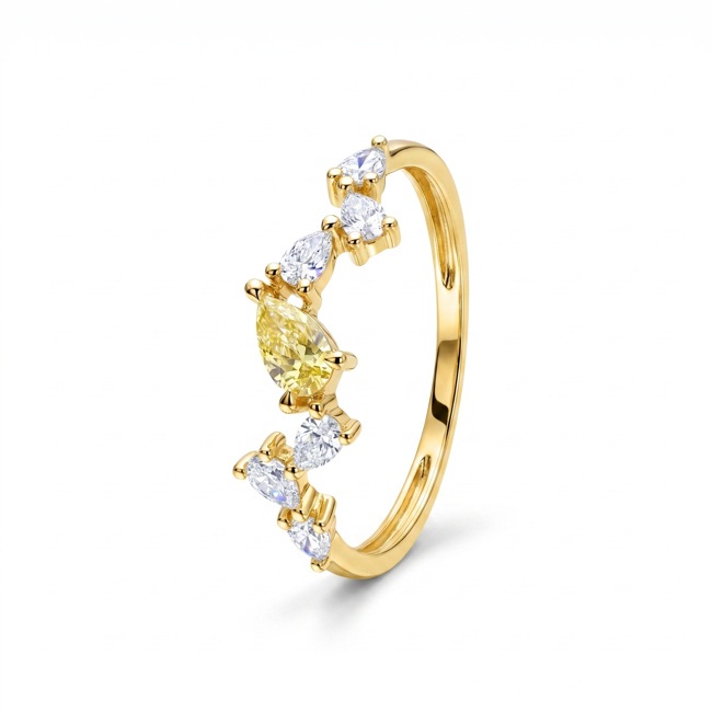 Ring 375/9 K Yellow Gold with Fancy Lab Grown Diamonds 0.49 ct - 9KLGY152Y