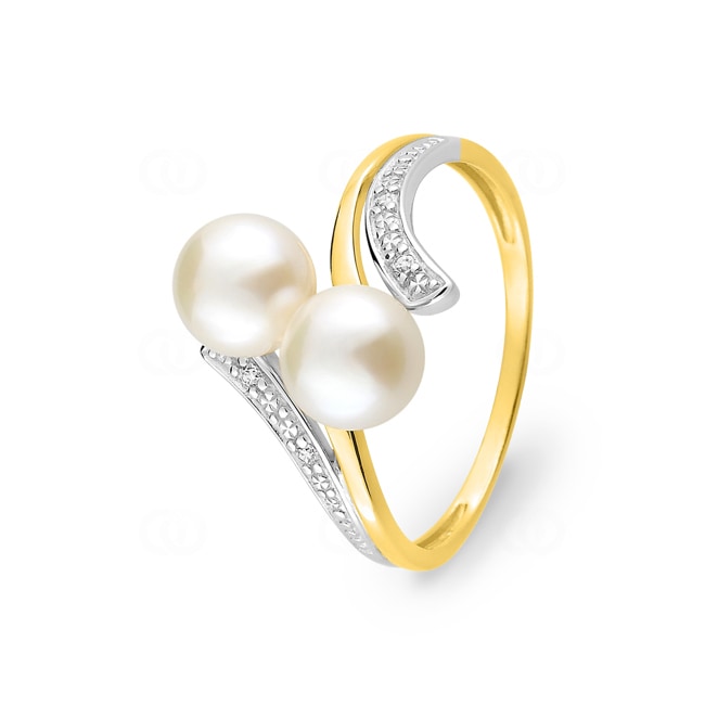 Ring 375/9 K Gelbgold mit Süsswasserzuchtperlen & Zirkonia - 197105.P3