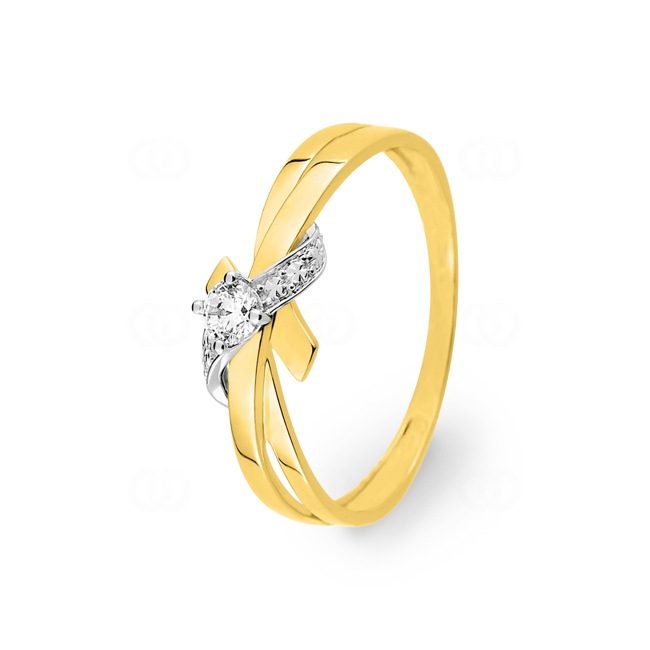 Bague or jaune 375/9 ct avec zircone solitaire - 09SA819BZ