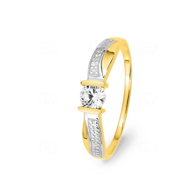 Bague or jaune 375/9 ct avec zircone solitaire - 19149.Z3