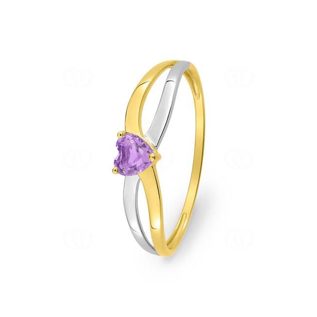 Ring 375/9 K Gelbgold rhodiniert mit Amethyst Herz - 197305.A3