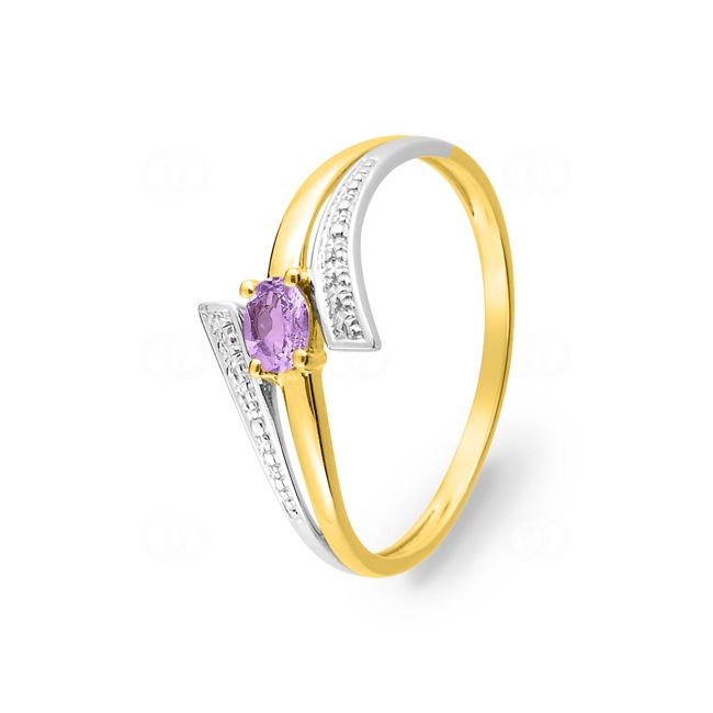 Ring 375/9 K Gelbgold rhodiniert mit Amethyst oval - 197309.A3
