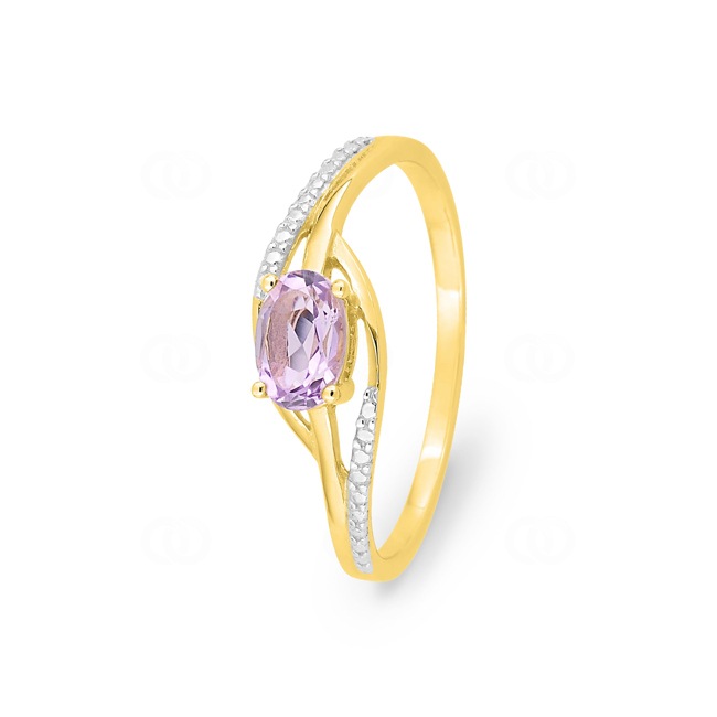 Ring 375/9 K Gelbgold rhodiniert mit Amethyst & Zirkonia - 193087.A3