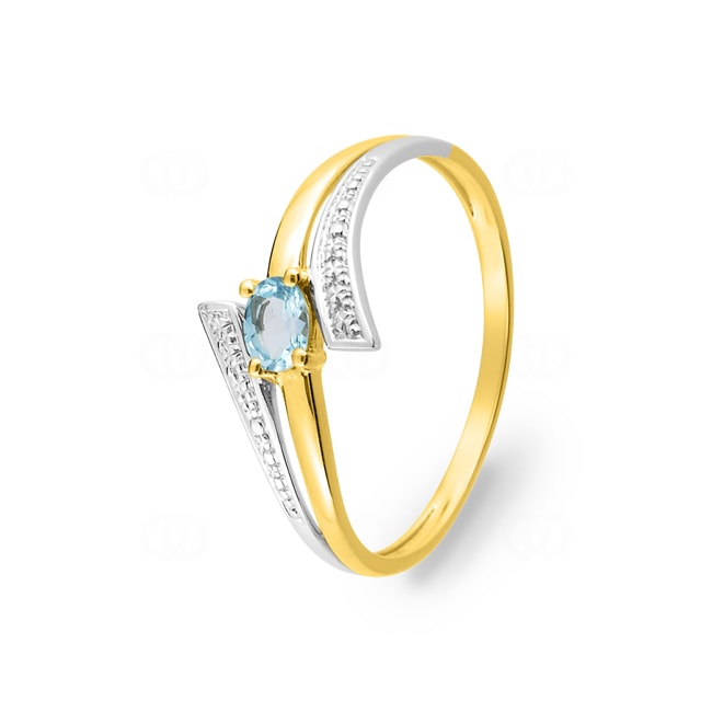 Ring 375/9 K Gelbgold rhodiniert mit Blautopas oval - 197309.T3