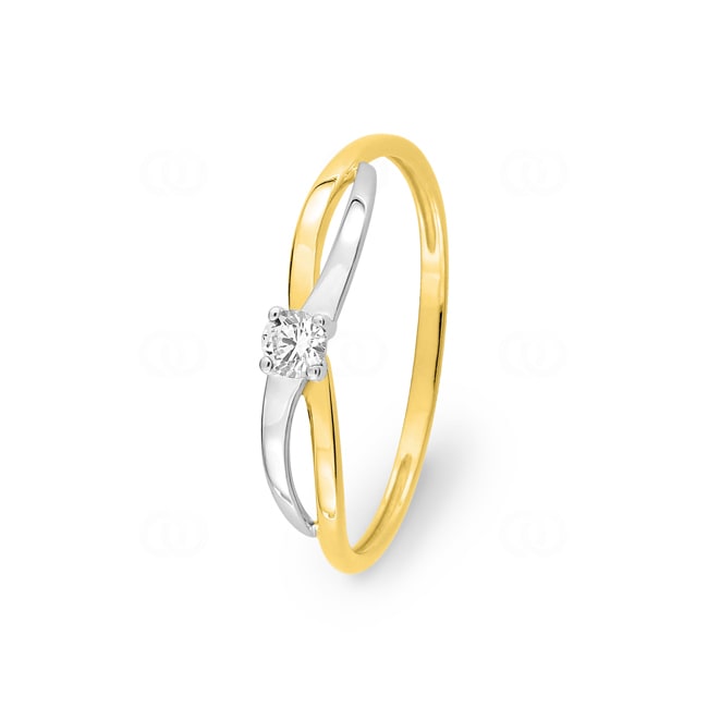 Bague or jaune 375/9 ct rhodié avec zircone solitaire - 09SA142BZ