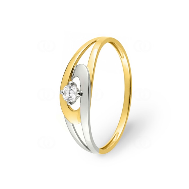 Bague or jaune 375/9 ct rhodié avec zircone solitaire - 09SA511BZ